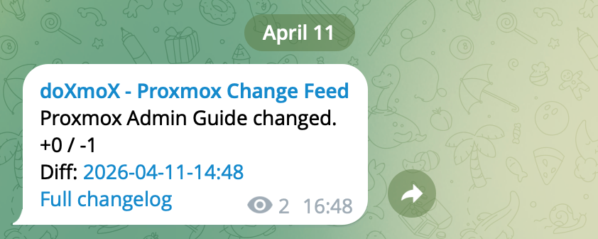 Exemple d'alerte Telegram doxmox